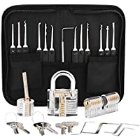 Los mejores  - Lock picks- 24 Piezas Ganzúas de Cerrajería con 3 Candados Transparentes para Prácticas-Juego De Ganzuas de Extracción…